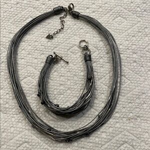 Silpada sterling silver gray leather, hematite necklace and bracelet.